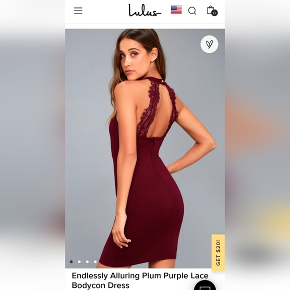 Lulu’s Endlessly Alluring Plum Purple Lace Open Back Bodycon Dress size M new - Picture 5 of 10
